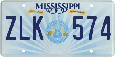 MS license plate ZLK574