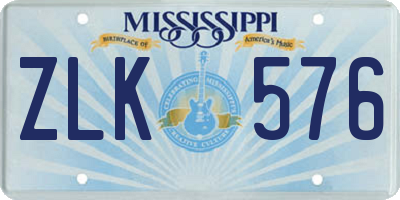 MS license plate ZLK576
