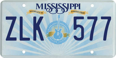 MS license plate ZLK577