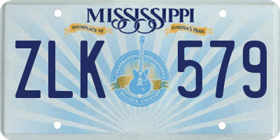 MS license plate ZLK579