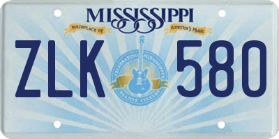 MS license plate ZLK580