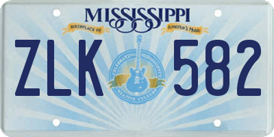 MS license plate ZLK582