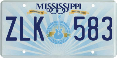 MS license plate ZLK583