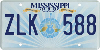 MS license plate ZLK588