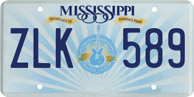MS license plate ZLK589