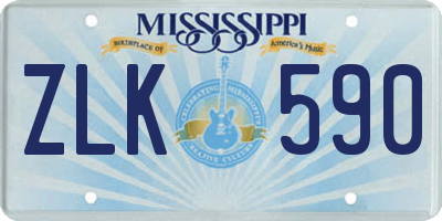 MS license plate ZLK590