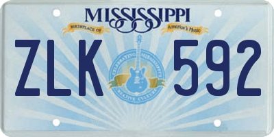 MS license plate ZLK592
