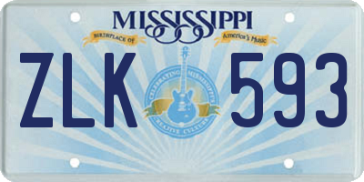 MS license plate ZLK593