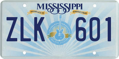 MS license plate ZLK601