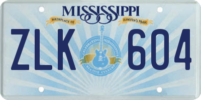 MS license plate ZLK604
