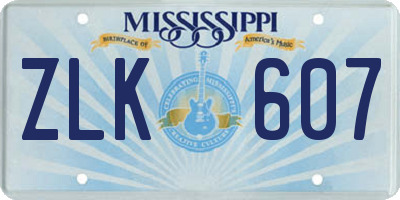 MS license plate ZLK607