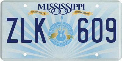 MS license plate ZLK609