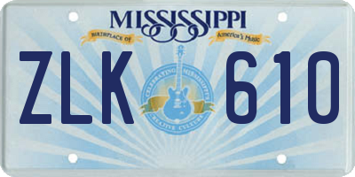 MS license plate ZLK610