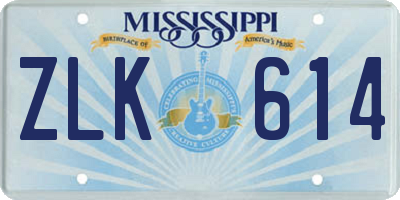 MS license plate ZLK614