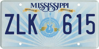 MS license plate ZLK615
