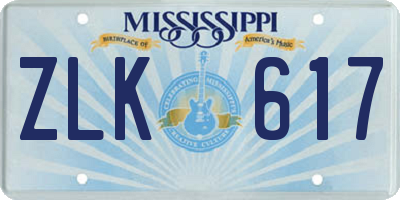 MS license plate ZLK617