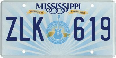 MS license plate ZLK619