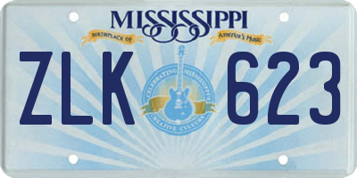 MS license plate ZLK623