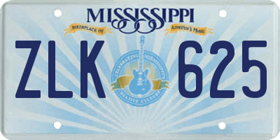 MS license plate ZLK625