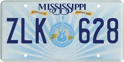 MS license plate ZLK628