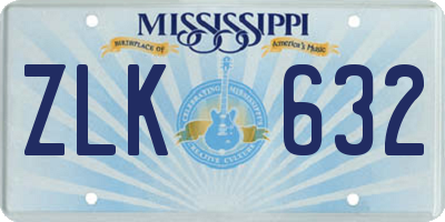 MS license plate ZLK632