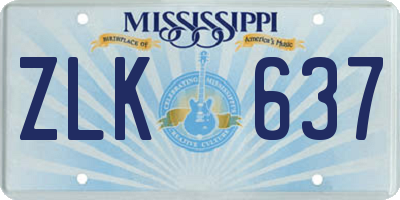 MS license plate ZLK637