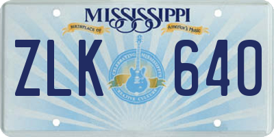 MS license plate ZLK640