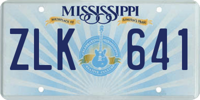 MS license plate ZLK641