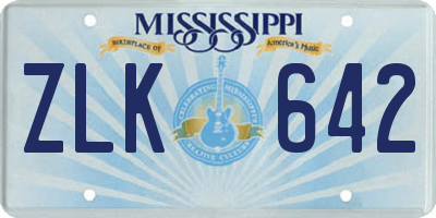 MS license plate ZLK642