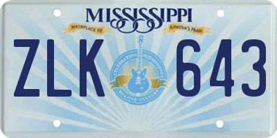 MS license plate ZLK643