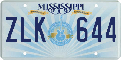 MS license plate ZLK644