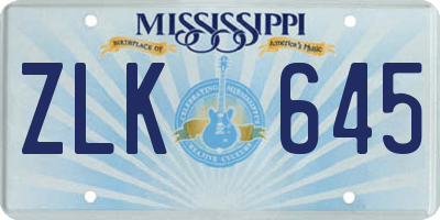 MS license plate ZLK645