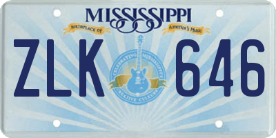MS license plate ZLK646