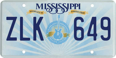 MS license plate ZLK649