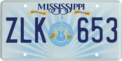 MS license plate ZLK653