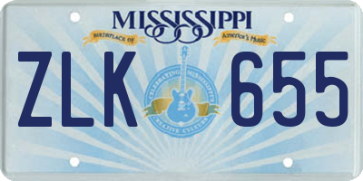 MS license plate ZLK655