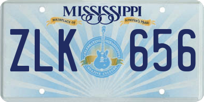 MS license plate ZLK656