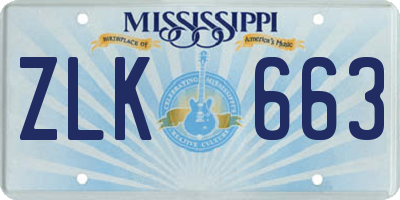 MS license plate ZLK663
