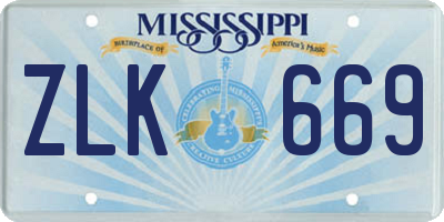 MS license plate ZLK669