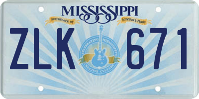 MS license plate ZLK671