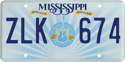 MS license plate ZLK674