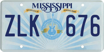MS license plate ZLK676