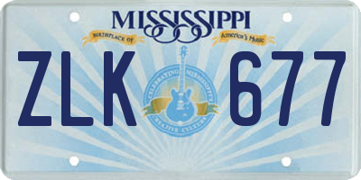 MS license plate ZLK677