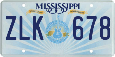 MS license plate ZLK678