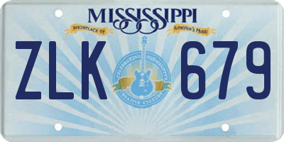 MS license plate ZLK679