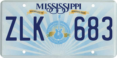 MS license plate ZLK683