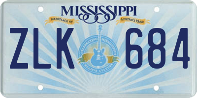 MS license plate ZLK684