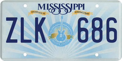 MS license plate ZLK686