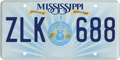 MS license plate ZLK688