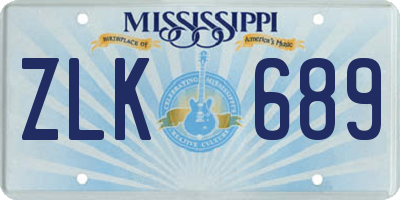 MS license plate ZLK689